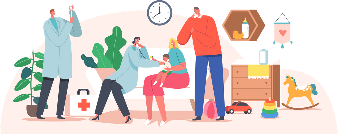 Médecin de famille Pédiatre à domicile Illustration