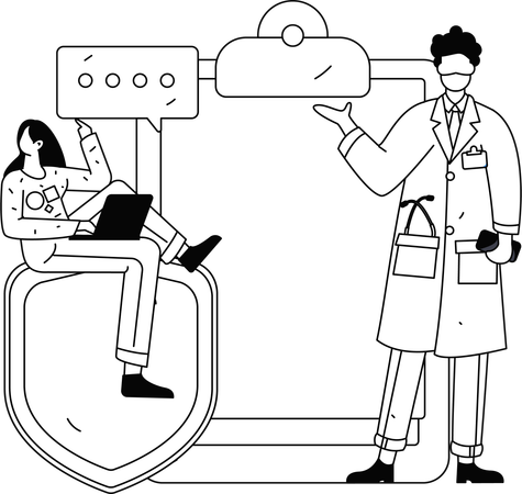 Un médecin discute des antécédents du patient avec ses stagiaires  Illustration