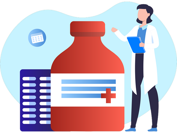 Médecin donnant des médicaments :  Illustration