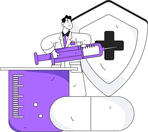 Médecin donnant le vaccin corona  Illustration