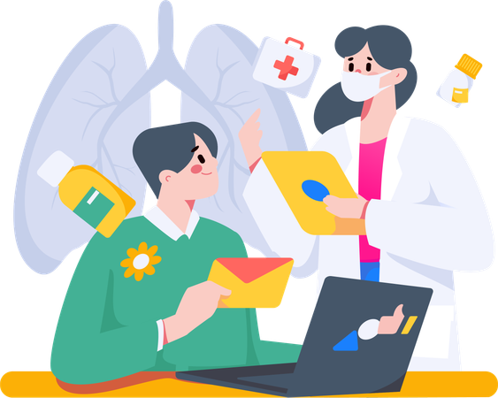 Médecin donnant une ordonnance médicale par courrier  Illustration