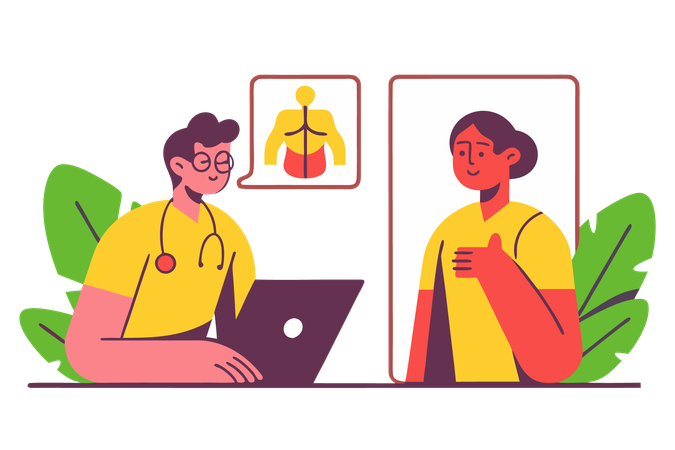 Médecin donnant une consultation en ligne  Illustration