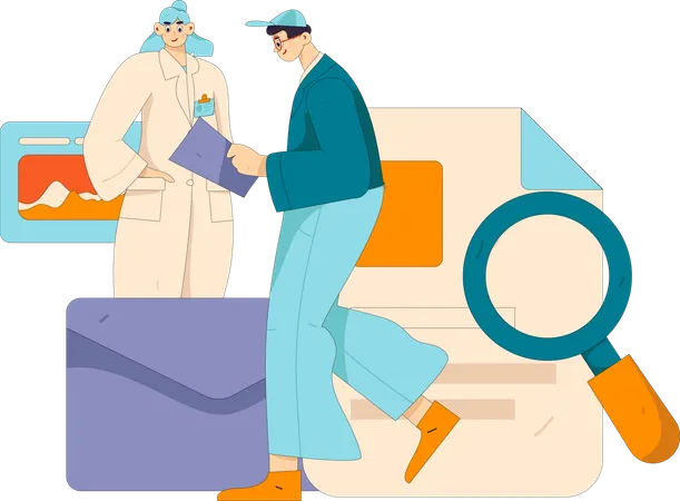 Médecin donnant une ordonnance au patient  Illustration