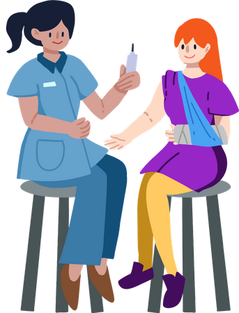 Un médecin donne un vaccin au patient  Illustration
