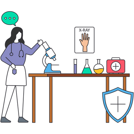 Médecin effectuant des recherches médicales  Illustration
