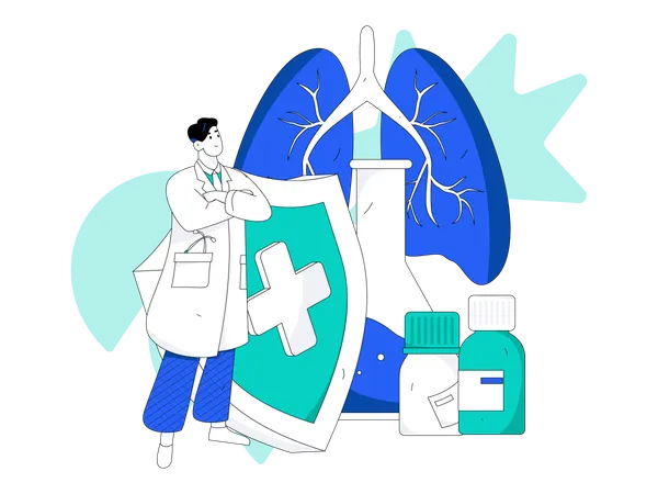 Médecin faisant des recherches médicales  Illustration