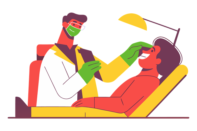 Médecin effectuant un examen dentaire  Illustration