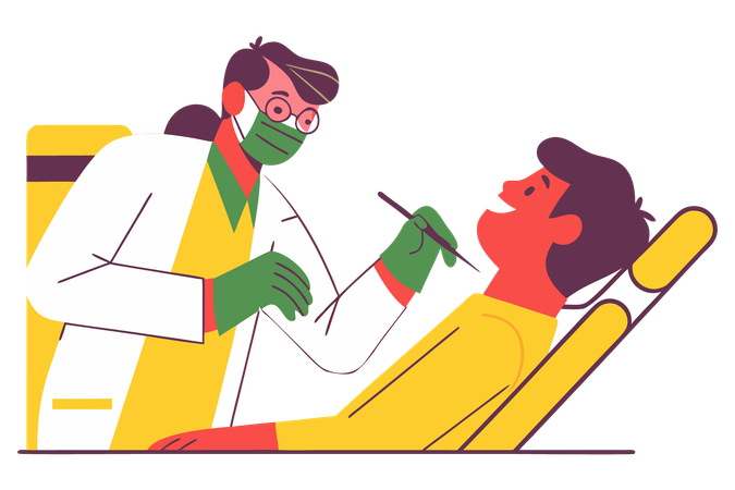 Médecin effectuant un examen dentaire  Illustration