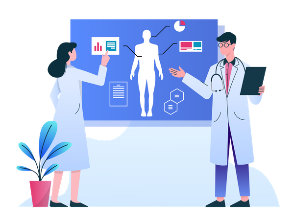 Médecin effectuant une analyse du corps du patient  Illustration