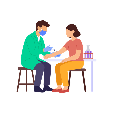 Médecin effectuant une prise de sang  Illustration
