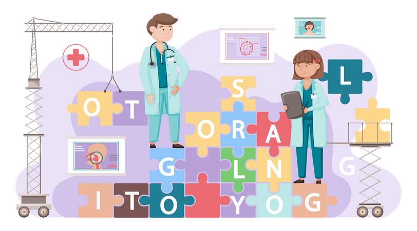 Médecin en otologie masculine et féminine  Illustration