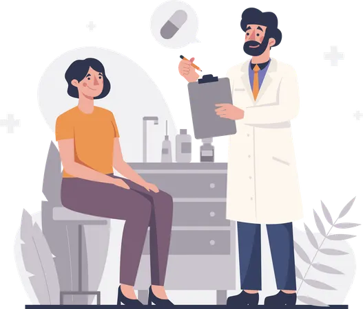 Médecin examinant et expliquant au patient  Illustration