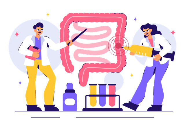 Médecin examinant le système digestif  Illustration