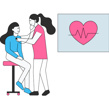 Médecin examinant un patient avec un stéthoscope  Illustration