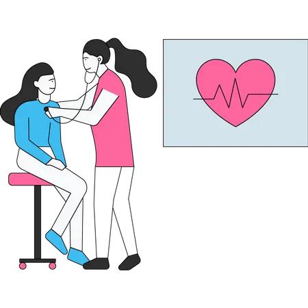 Médecin examinant un patient avec un stéthoscope  Illustration