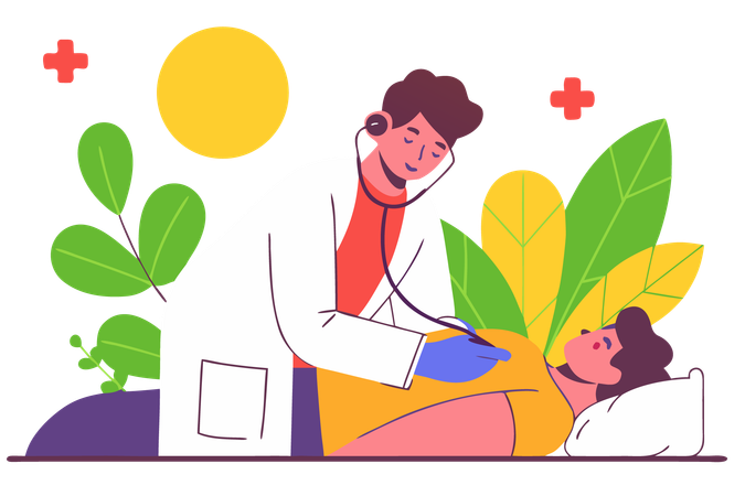 Médecin examinant un patient  Illustration