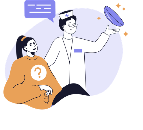 Un médecin examine l'œil du patient  Illustration