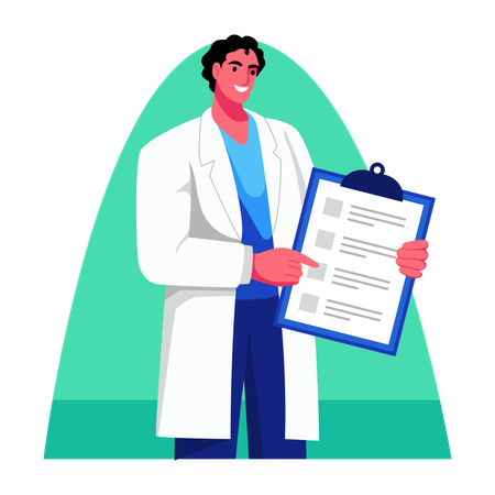 Médecin expliquant le rapport de santé  Illustration