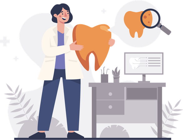 Un médecin explique les dents  Illustration
