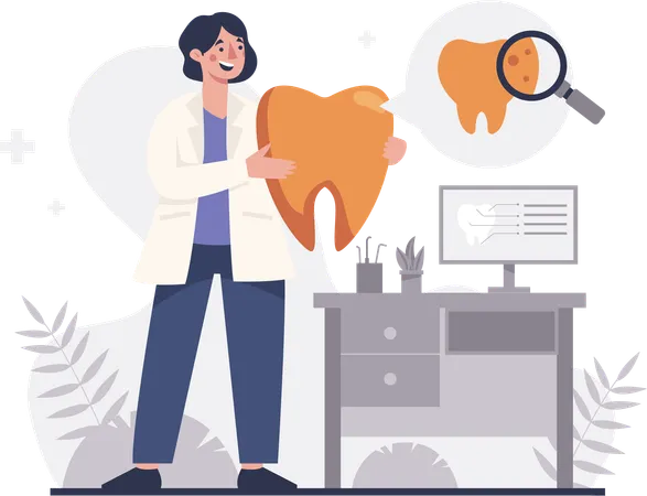 Un médecin explique les dents  Illustration