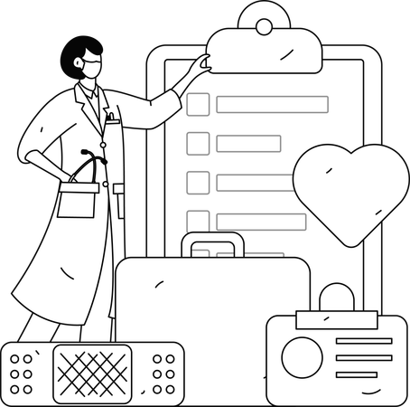 Le médecin explique le rapport cardiaque du patient  Illustration