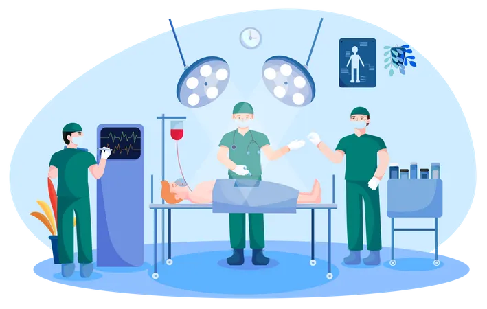 Médecin effectuant une opération chirurgicale  Illustration