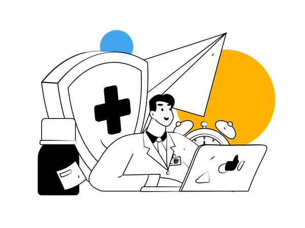 Médecin faisant une consultation en ligne  Illustration