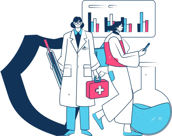 Médecin effectuant une analyse médicale  Illustration