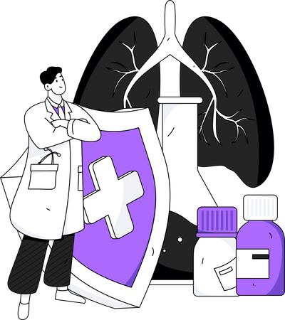 Médecin faisant des recherches médicales  Illustration