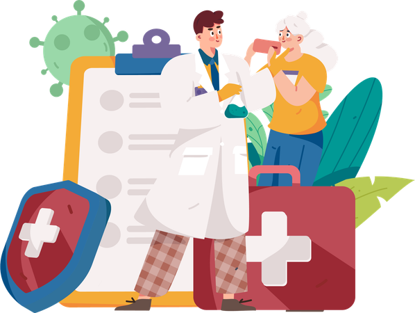 Médecin faisant une consultation en ligne  Illustration