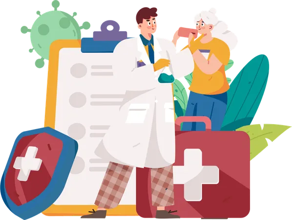 Médecin faisant une consultation en ligne  Illustration