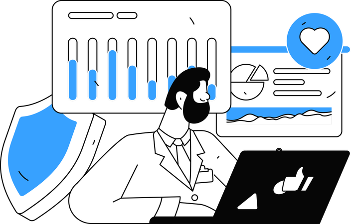 Médecin proposant des consultations en ligne aux patients  Illustration