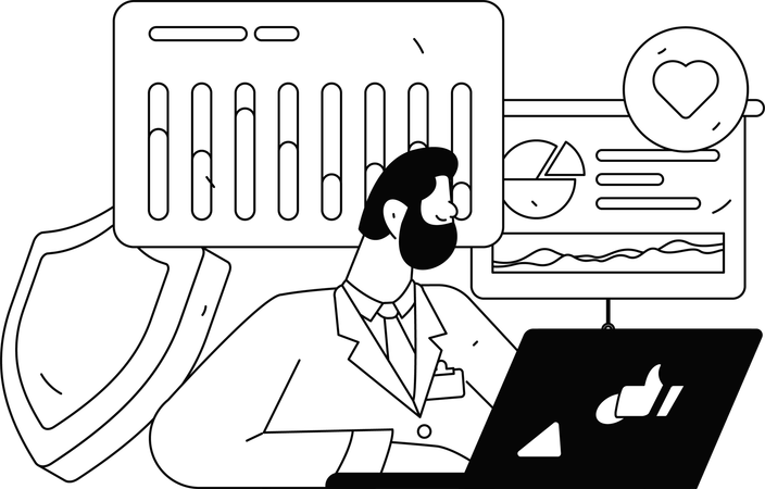 Médecin proposant des consultations en ligne aux patients  Illustration