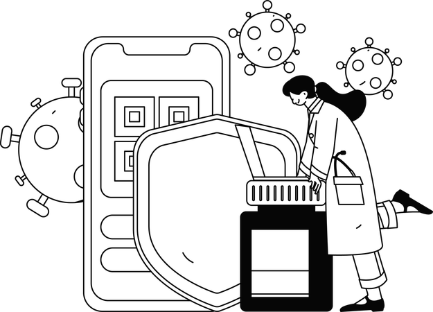 Un médecin fournit des informations sur le virus dans une application de santé  Illustration