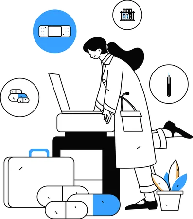 Médecin fournissant des services de soins médicaux  Illustration