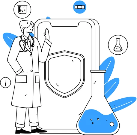 Le médecin fournit des consultations via une application médicale dans les zones reculées  Illustration