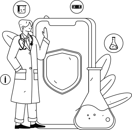 Le médecin fournit des consultations via une application médicale dans les zones reculées  Illustration