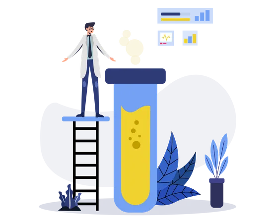 Médecin de sexe masculin faisant des expériences  Illustration