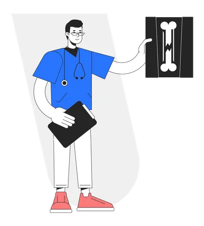 Médecin masculin vérifiant les rayons X  Illustration