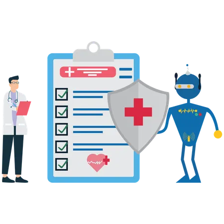 Médecin intégrant l'intelligence artificielle dans les soins de santé  Illustration