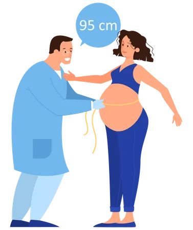 Médecin mesurant le ventre d'une femme enceinte  Illustration