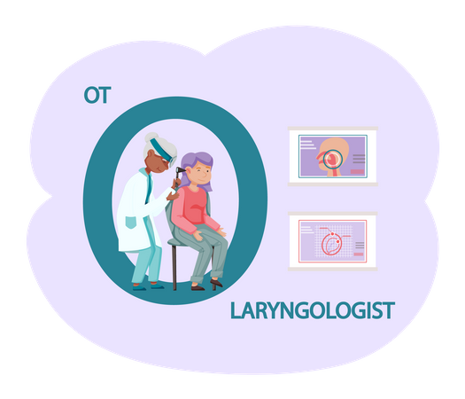 Médecin oto-rhino-laryngologiste effectuant un examen  Illustration