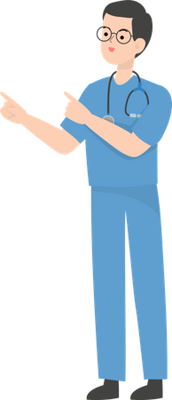 Médecin pointant vers la gauche  Illustration