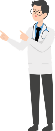 Médecin pointant vers la gauche  Illustration