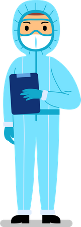 Médecin portant un kit EPI  Illustration
