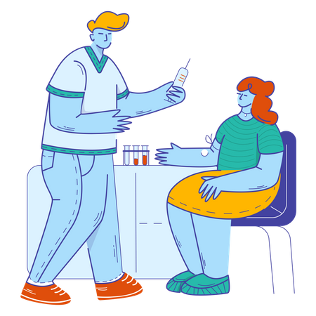 Médecin prélevant un échantillon de sang pour un test sanguin  Illustration
