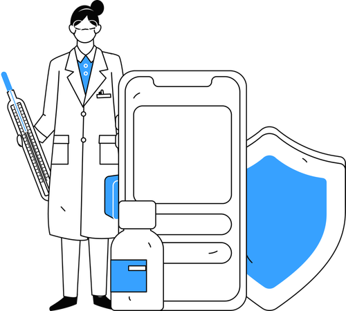 Le médecin prescrit des médicaments en ligne  Illustration