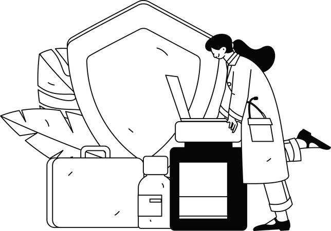 Le médecin prescrit des médicaments sur demande médicale  Illustration