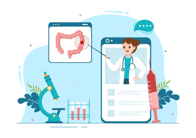 Docteur en proctologie en ligne expliquant  Illustration