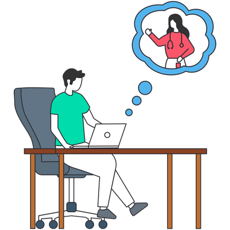 Médecin proposant des consultations en ligne  Illustration